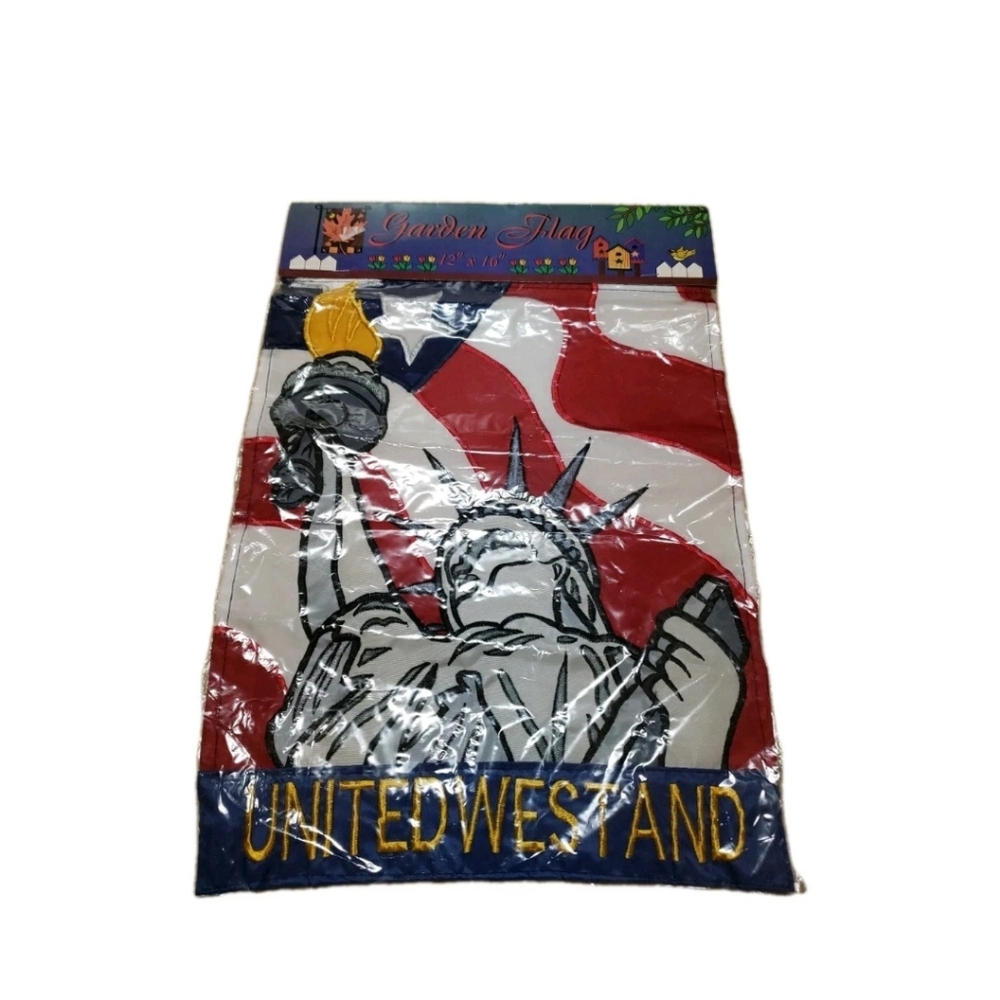 Vtg 2002 United We Stand Patriotic American Garden Flag Sealed New 12"×16"